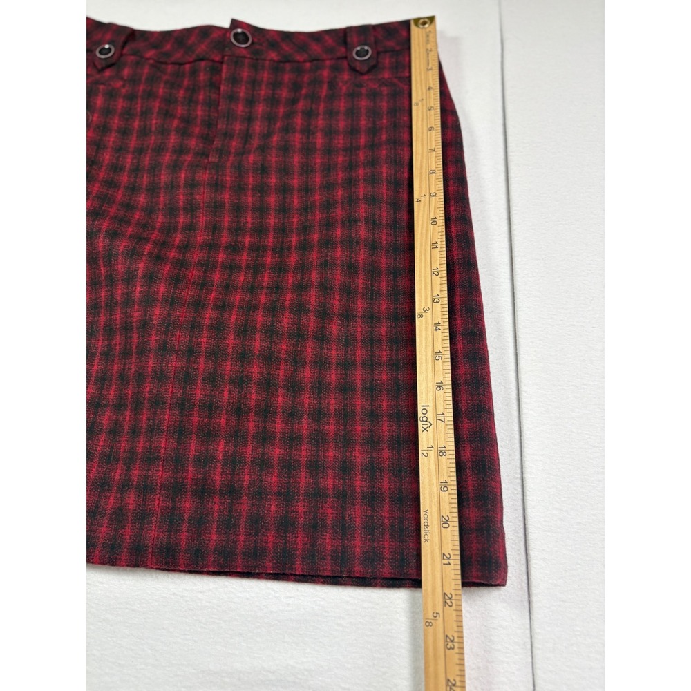 Eddie Bauer Womens Red Black Plaid Wool Blend Pencil Skirt Tall 10 Workwear - Picture 5 of 6
